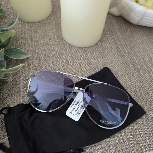Vince Camuto Accessories - Vince Camuto Silver and Purple Aviator Sunglasses
